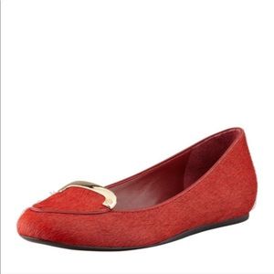 EUC Tory Burch Jess Calf Hair Smoking Slipper, Brick